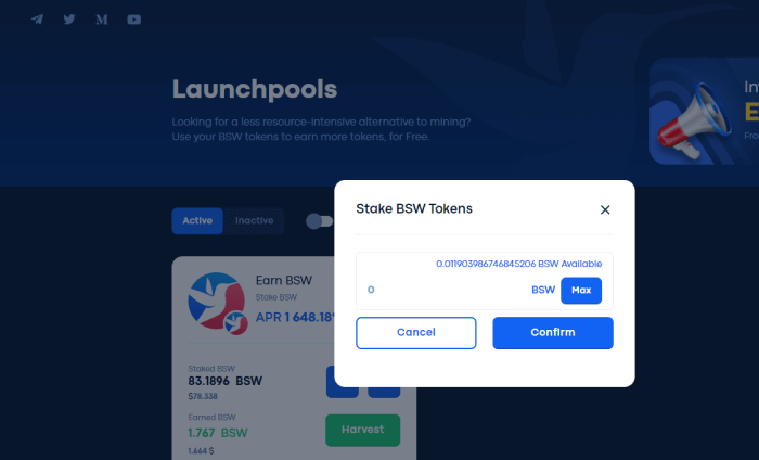 Stake BSW Tokens